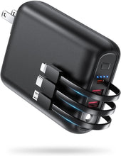 画像をギャラリービューアに読み込む, 【2025新登場 & 15000mAh大容量 & 3本ケーブル内蔵】 モバイルバッテリー 大容量 (コンセント一体型/22.5W/PD20W 急速充電/6台同時充電) モバイル・バッテリー 軽量 小型 携帯充電器 iPhone/iPad/Android対応 折りたたみ式プラグ 残量表示 ライト付き Type-C入/出力ポート 二つUSBポート PSE技術基準適合